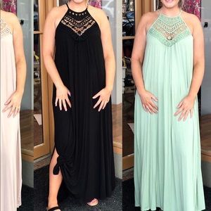 Sage Green High Neck Maxi Dress